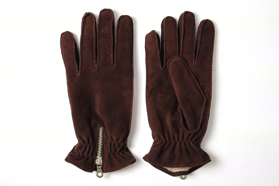 Gants Baroudeur en cuir d'agneau suédé doublé de cachemire