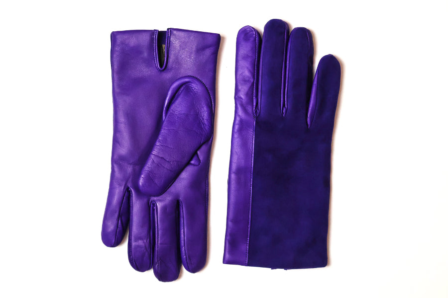 gants Intemporel bi-texture en cuir d'agneau et cuir d'agneau suédé - La Main De l'Homme
