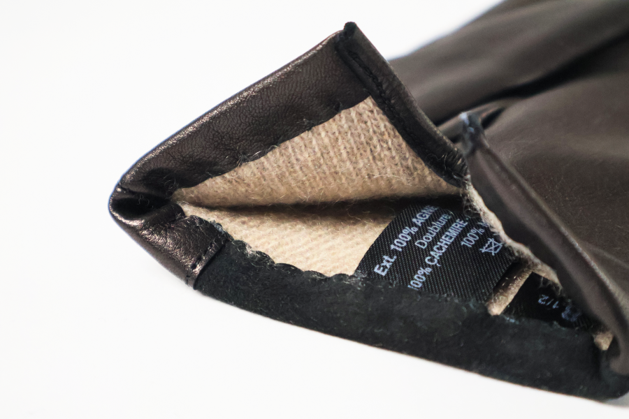 Gants Prestigieux noir bi-texture en cuir d'agneau et cuir d'agneau suédé doublé