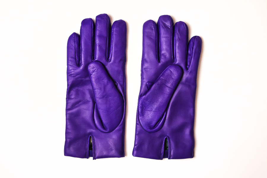 Gants Prestigieux ultra-violet bi-texture en cuir d'agneau et cuir d'agneau suédé doublé