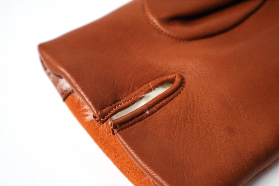 Gants Prestigieux nature bi-texture en cuir d'agneau et cuir d'agneau suédé doublé
