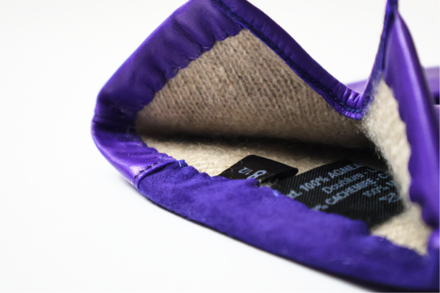 Gants Prestigieux ultra-violet bi-texture en cuir d'agneau et cuir d'agneau suédé doublé