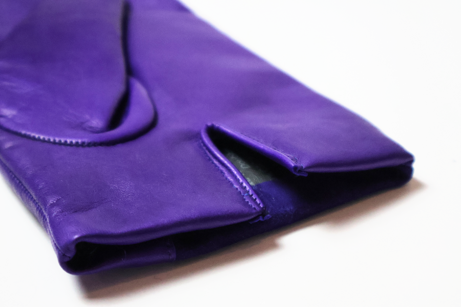 Gants Prestigieux ultra-violet bi-texture en cuir d'agneau et cuir d'agneau suédé doublé