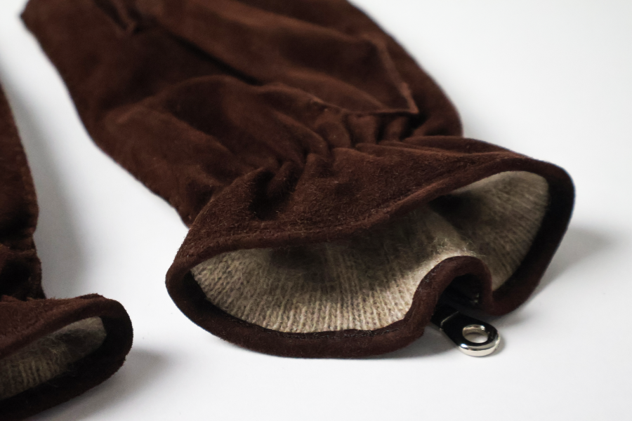 Gants Baroudeur en cuir d'agneau suédé doublé de cachemire