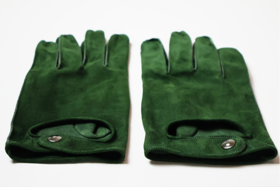 Gants Séducteur en cuir d'agneau suédé vert anglais