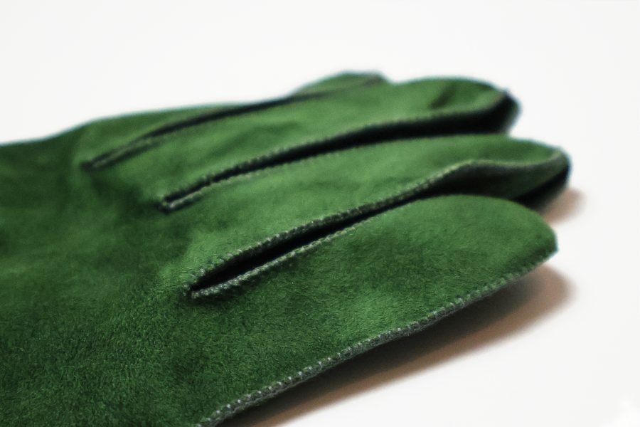 Gants Séducteur en cuir d'agneau suédé vert anglais