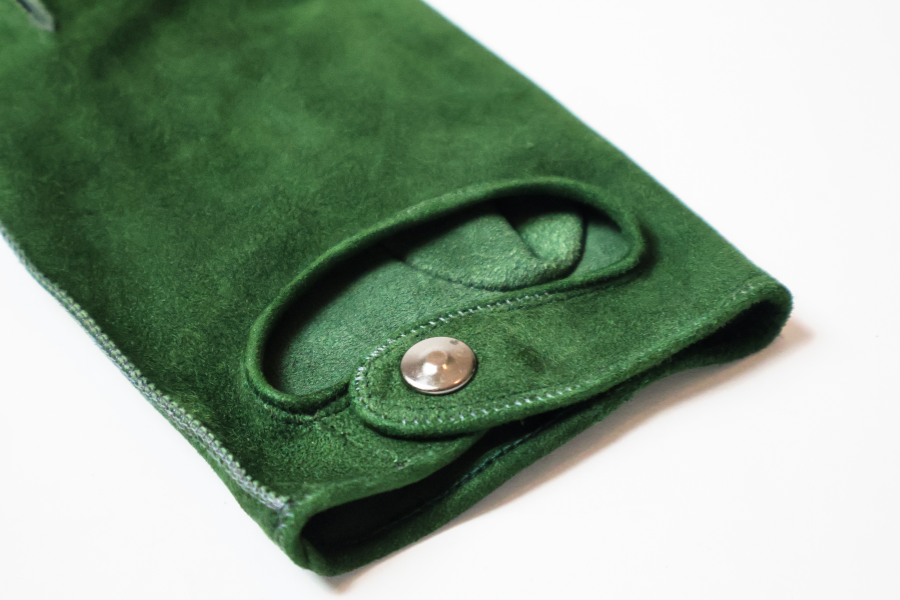 Gants Séducteur en cuir d'agneau suédé vert anglais