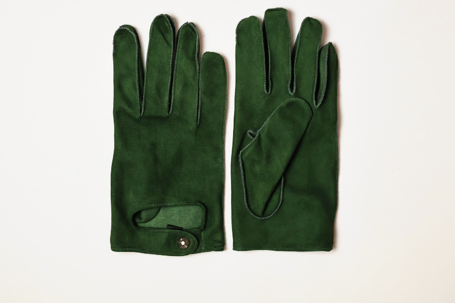 Gants Séducteur en cuir d'agneau suédé vert anglais