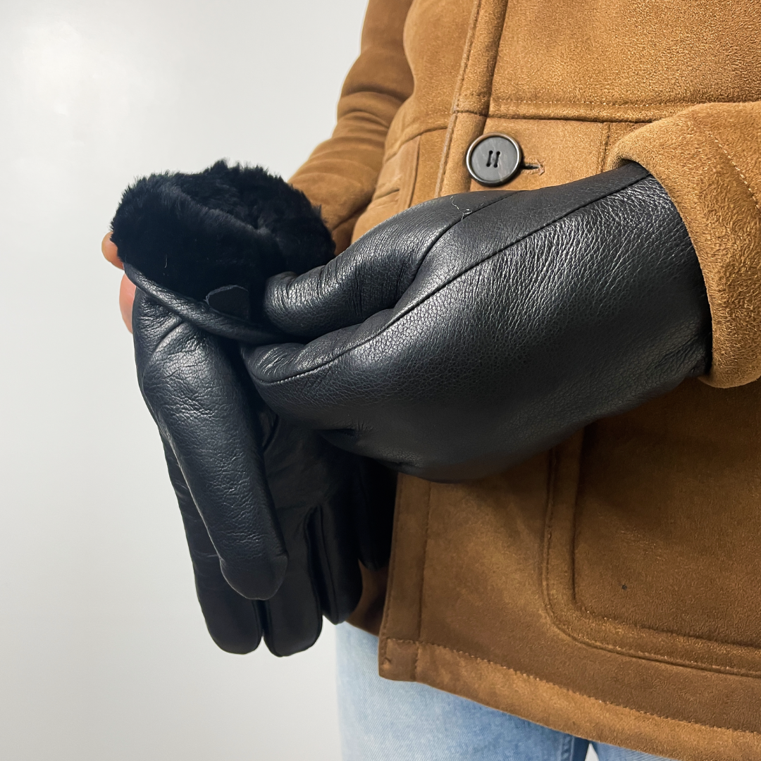 GANTS LE GRAND FROID EN CUIR DE CERF DOUBLÉ DE LAINE DE MOUTON (Intemporel)