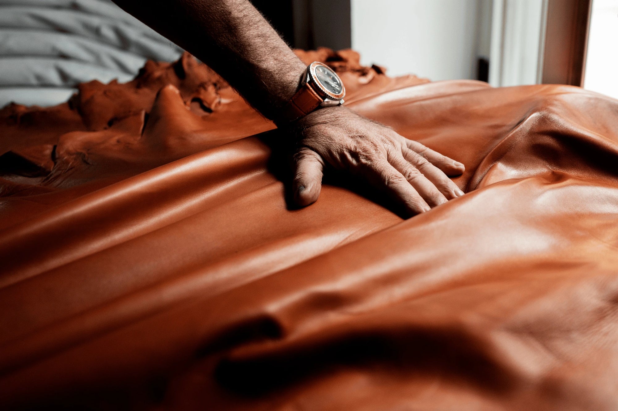 cuir d'agneau souple et lisse artisanat de luxe