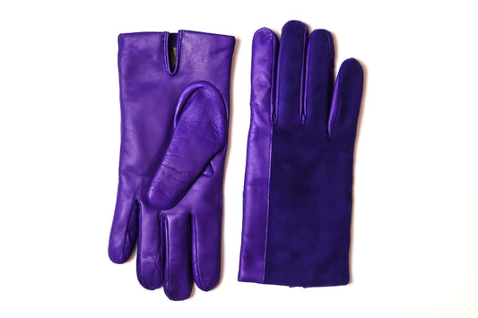 gants Intemporel bi-texture en cuir d'agneau et cuir d'agneau suédé - La Main De l'Homme