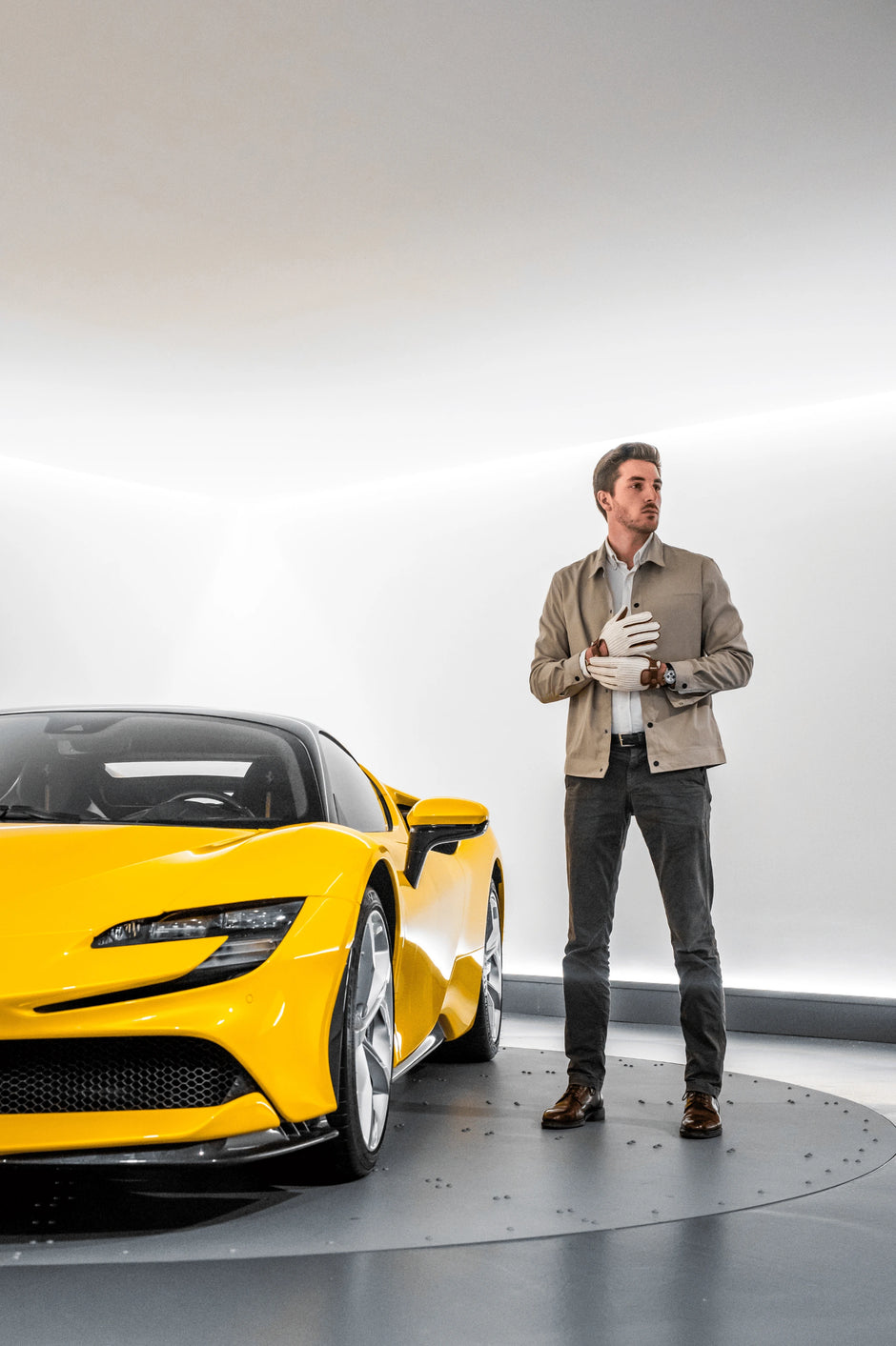 gant de conduite ferrari jaune roadster - La Main De l'Homme