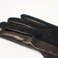 Gants Prestigieux noir bi-texture en cuir d'agneau et cuir d'agneau suédé doublé