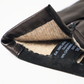 Gants Prestigieux noir bi-texture en cuir d'agneau et cuir d'agneau suédé doublé